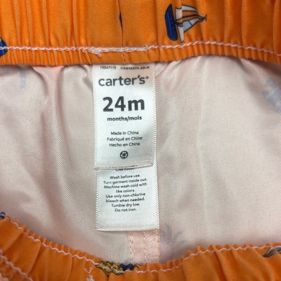 NWOT Carter's 24mo Orange Swim Shorts with Nautical Design. Offers welcome! - Picture 3 of 8